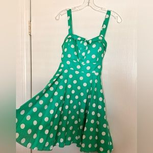 Jade white polka dot fit and flare dress
